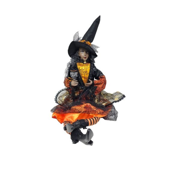 Ethnic Halloween Witch 24" Orange and Black Skull Party Decor Wreath Center - Picture 2 of 4